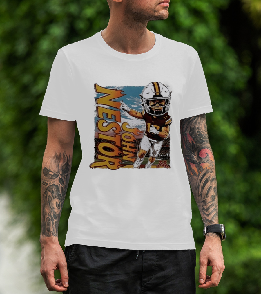 John Nestor Minnesota Golden Gophers Football Player Caricature 17 Football Helmet Minnesota T-Shirt