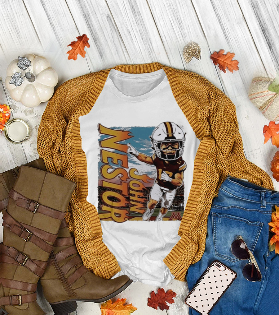John Nestor Minnesota Golden Gophers Football Player Caricature 17 Football Helmet Minnesota T-Shirt