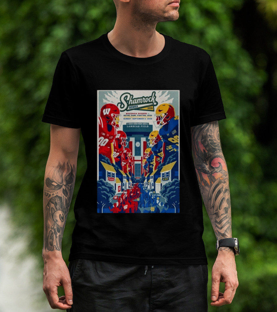 Shamrock Series 2026 Wisconsin Badgers Vs Notre Dame Fighting Irish September 6 Lambeau Field T-Shirt
