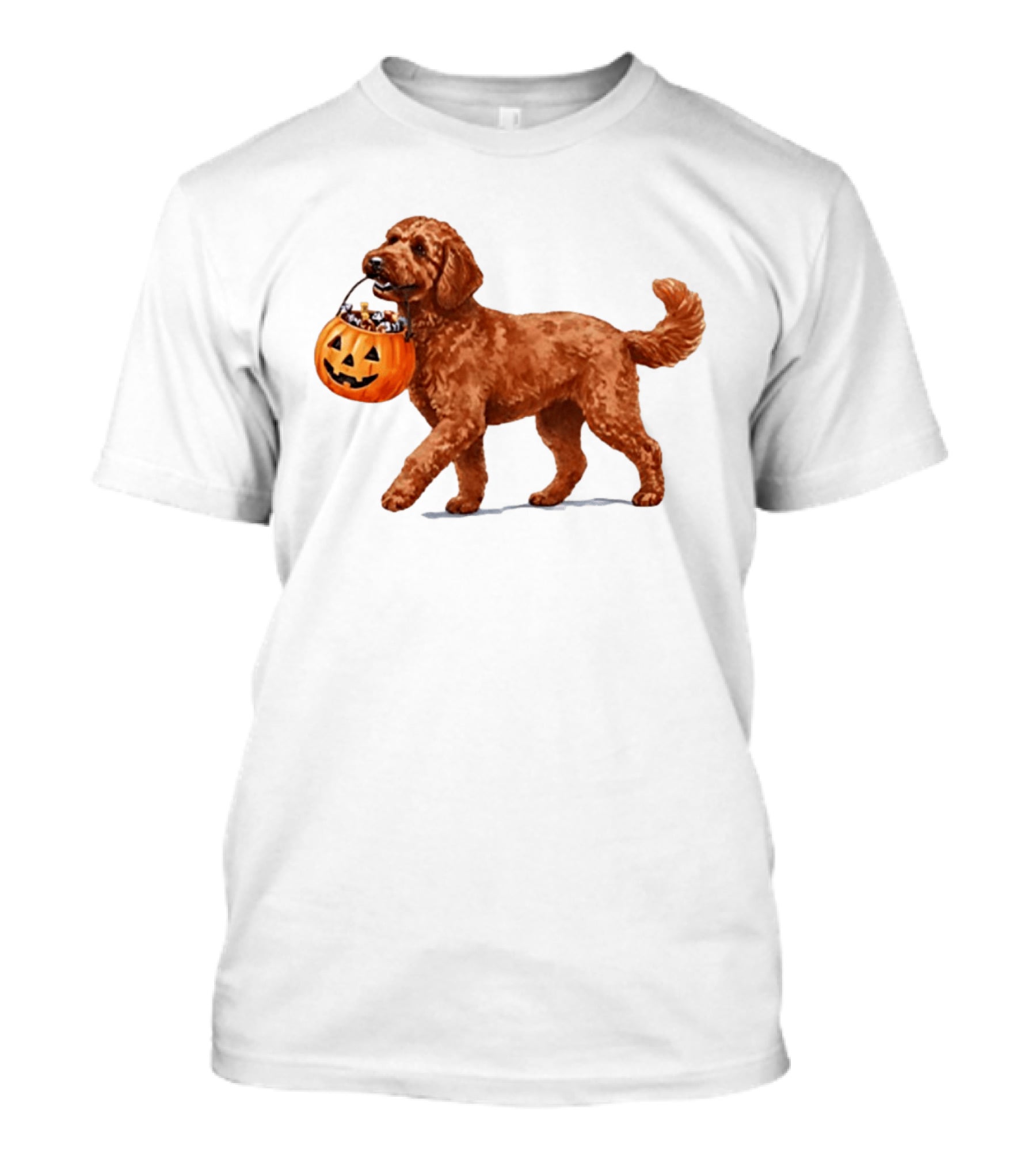 Goldendoodle Halloween Spooky Dog 2026 Pumpkin Treat Bucket T-Shirt