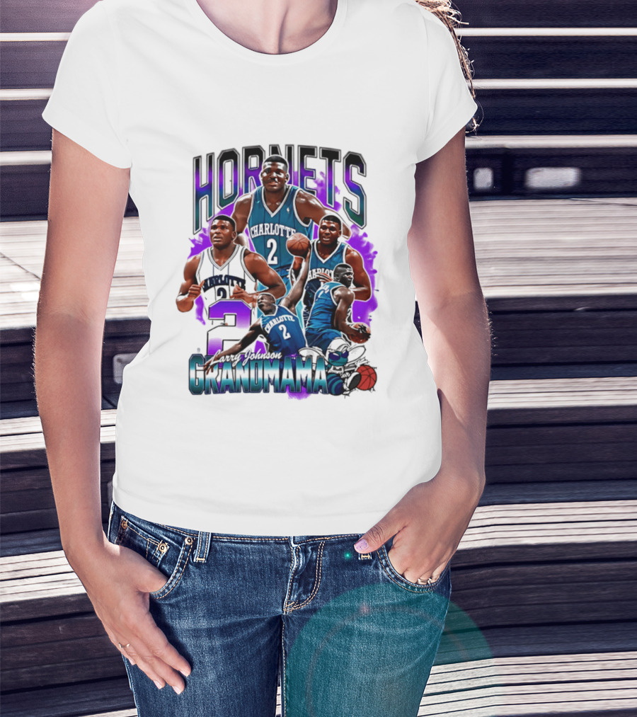 Charlotte Hornets Larry Johnson Basketball Grandmama 2 T-Shirt