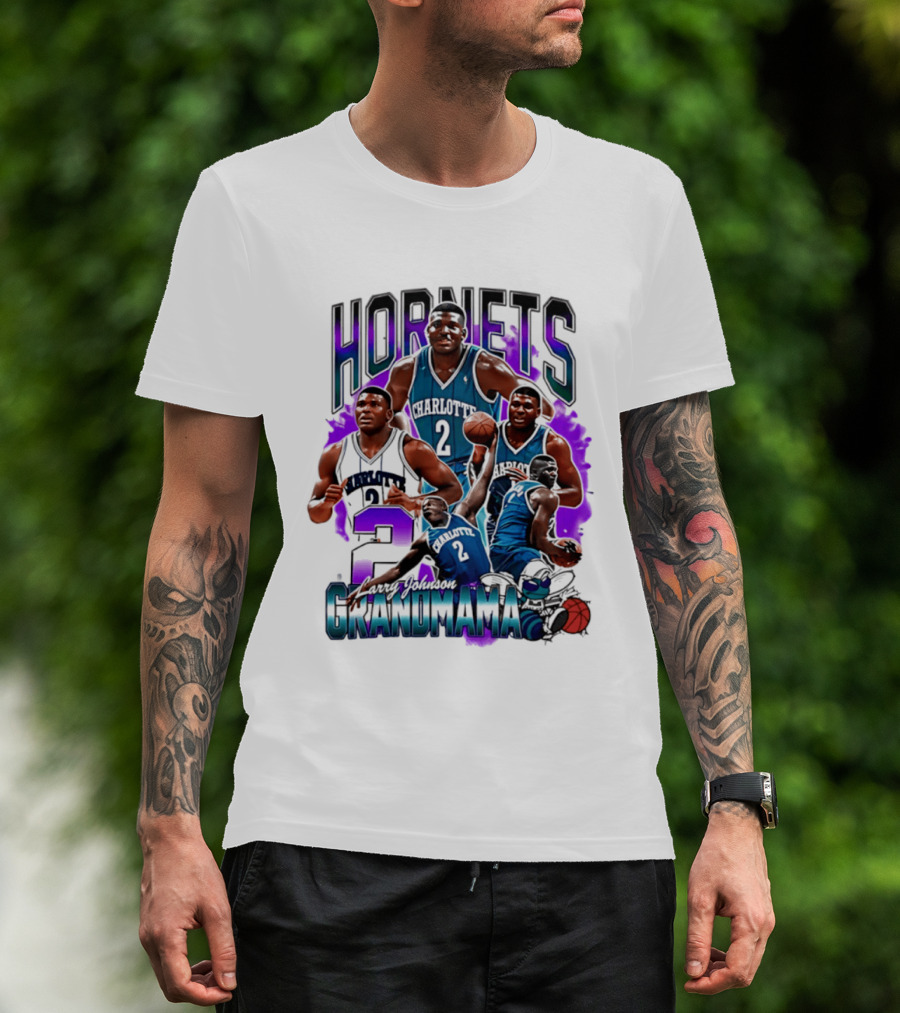 Charlotte Hornets Larry Johnson Basketball Grandmama 2 T-Shirt