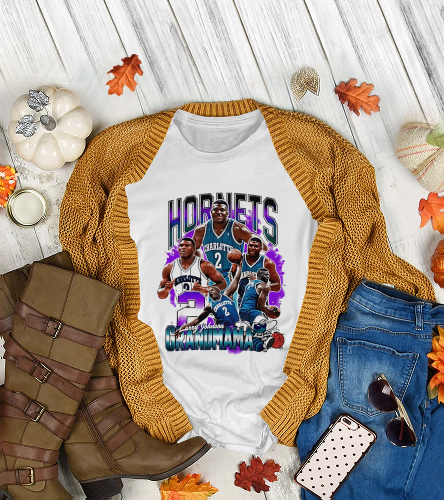 Charlotte Hornets Larry Johnson Basketball Grandmama 2 T-Shirt