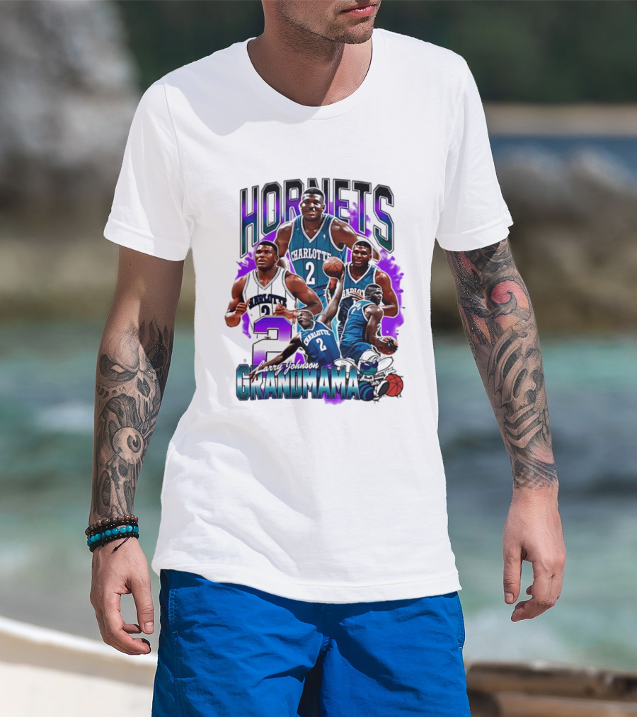 Charlotte Hornets Larry Johnson Basketball Grandmama 2 T-Shirt