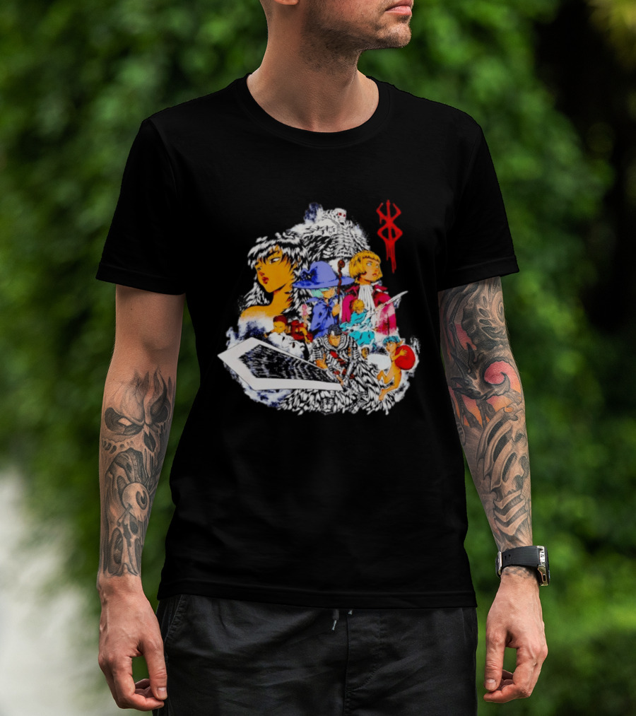 Berserk Guts Griffith Casca Schierke Puck Isidro Farnese Iconic Manga Characters T-Shirt