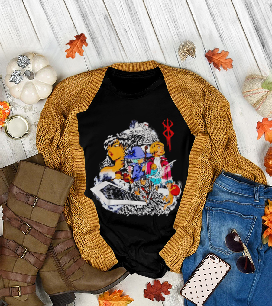 Berserk Guts Griffith Casca Schierke Puck Isidro Farnese Iconic Manga Characters T-Shirt
