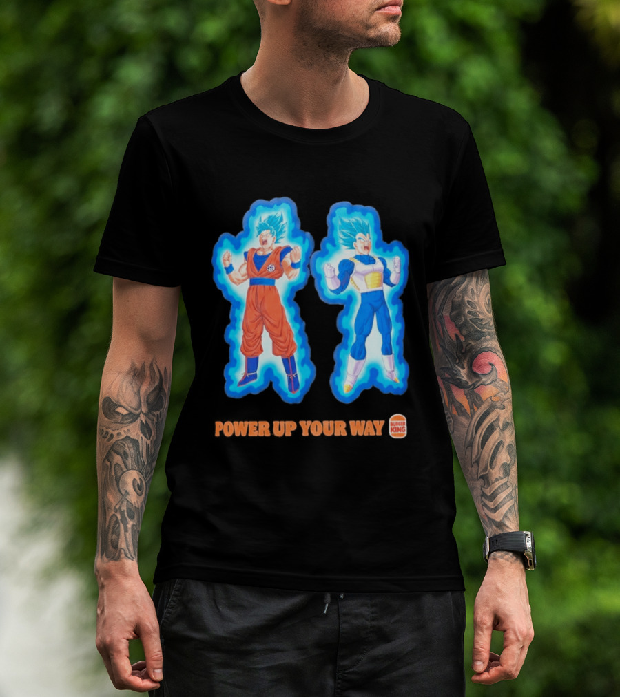 Burger King Dragon Ball Super Power Up Your Way Collaboration Featuring Iconic Saiyan Characters T-Shirt