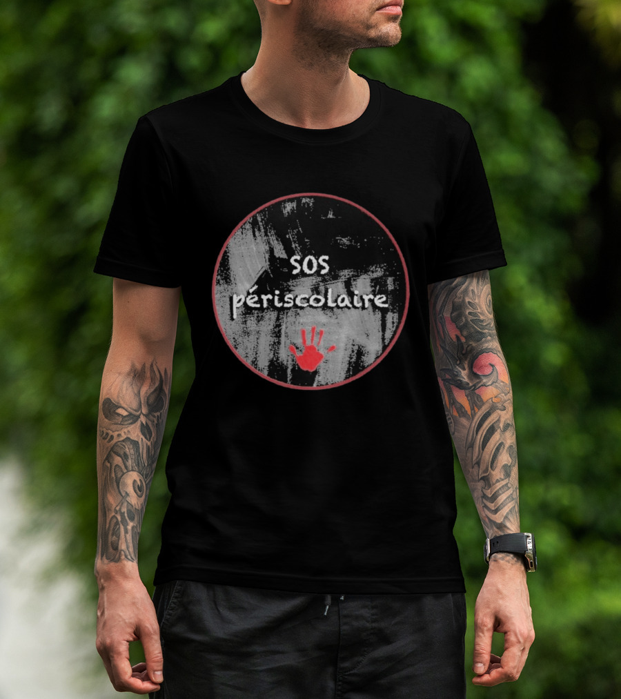 SOS Périscolaire Handprint Red And Black Circle T-Shirt