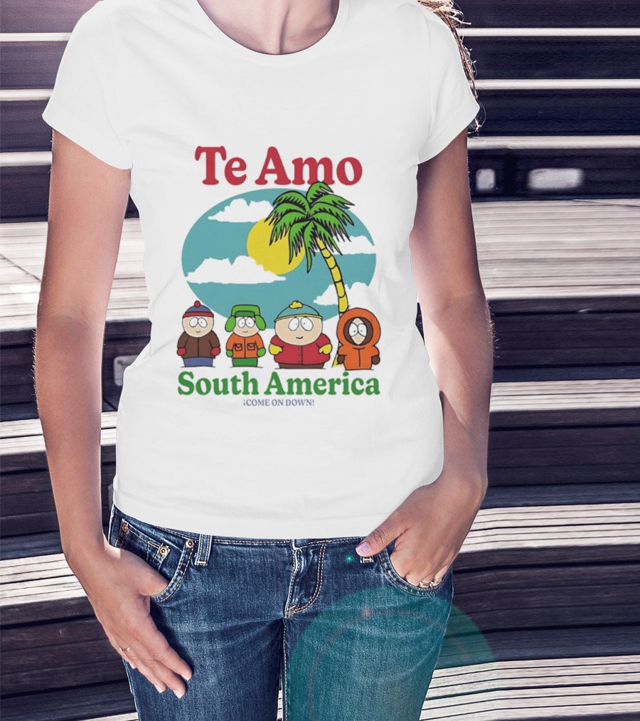 Te Amo South America South Park Characters Under Palm Tree T-Shirt