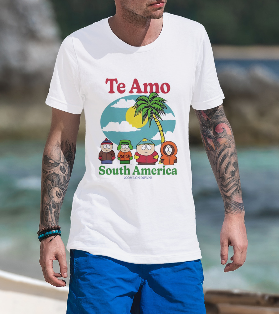 Te Amo South America South Park Characters Under Palm Tree T-Shirt