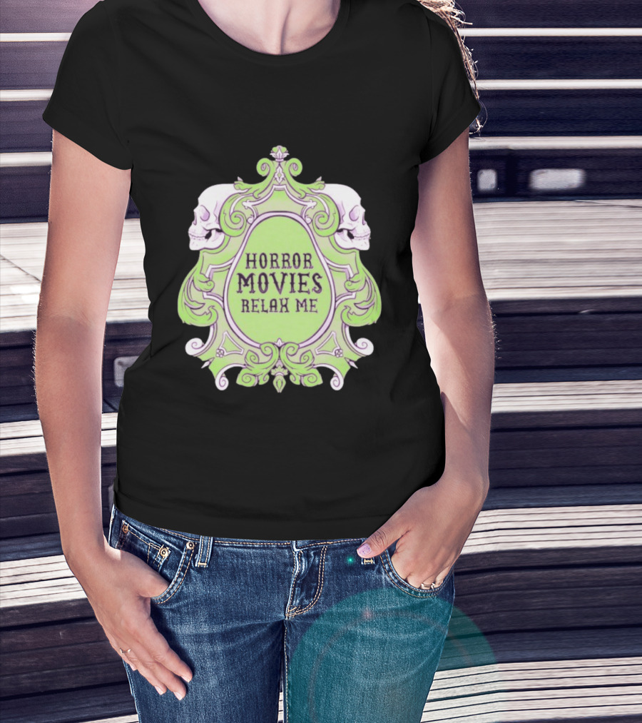 Horror Movies Relax Me Spooky Aesthetic Skulls Gothic Frame T-Shirt