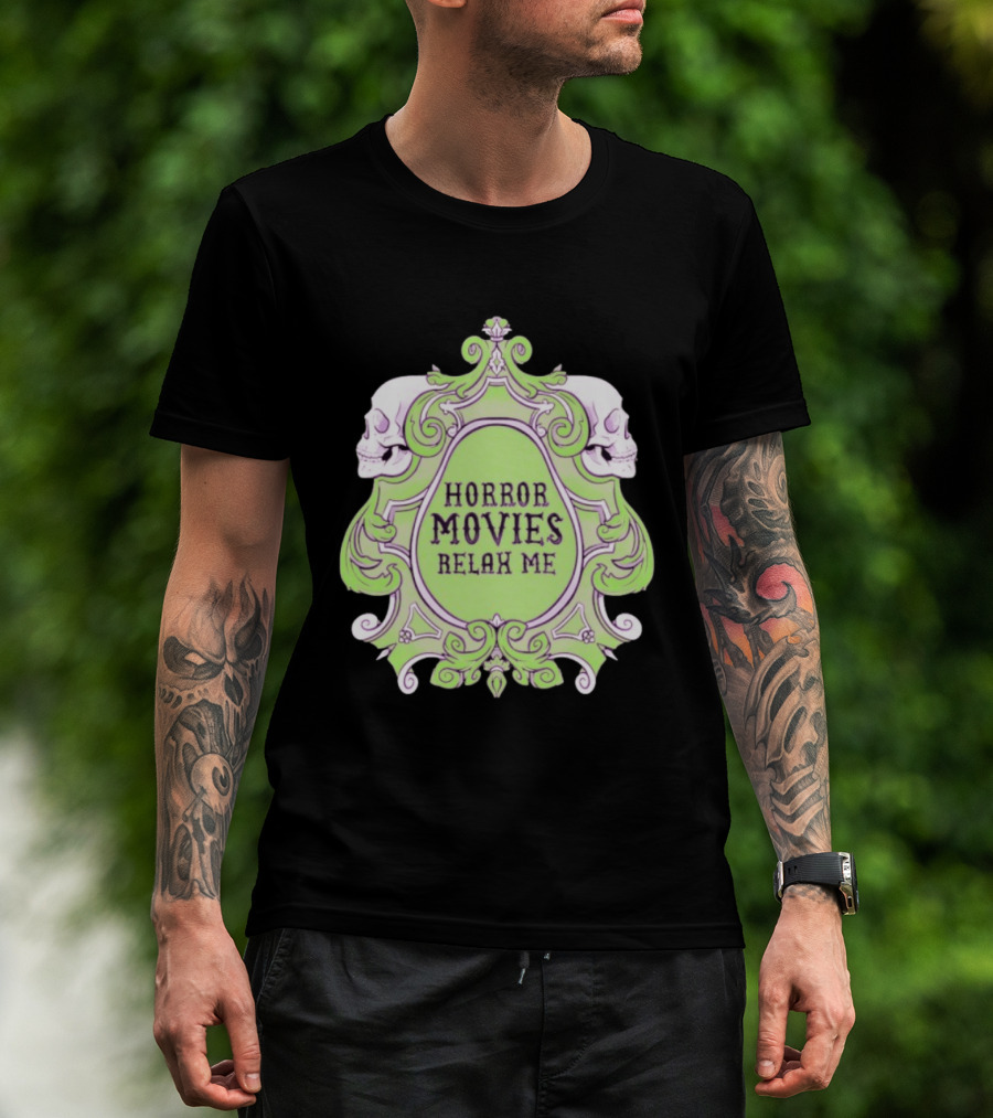 Horror Movies Relax Me Spooky Aesthetic Skulls Gothic Frame T-Shirt