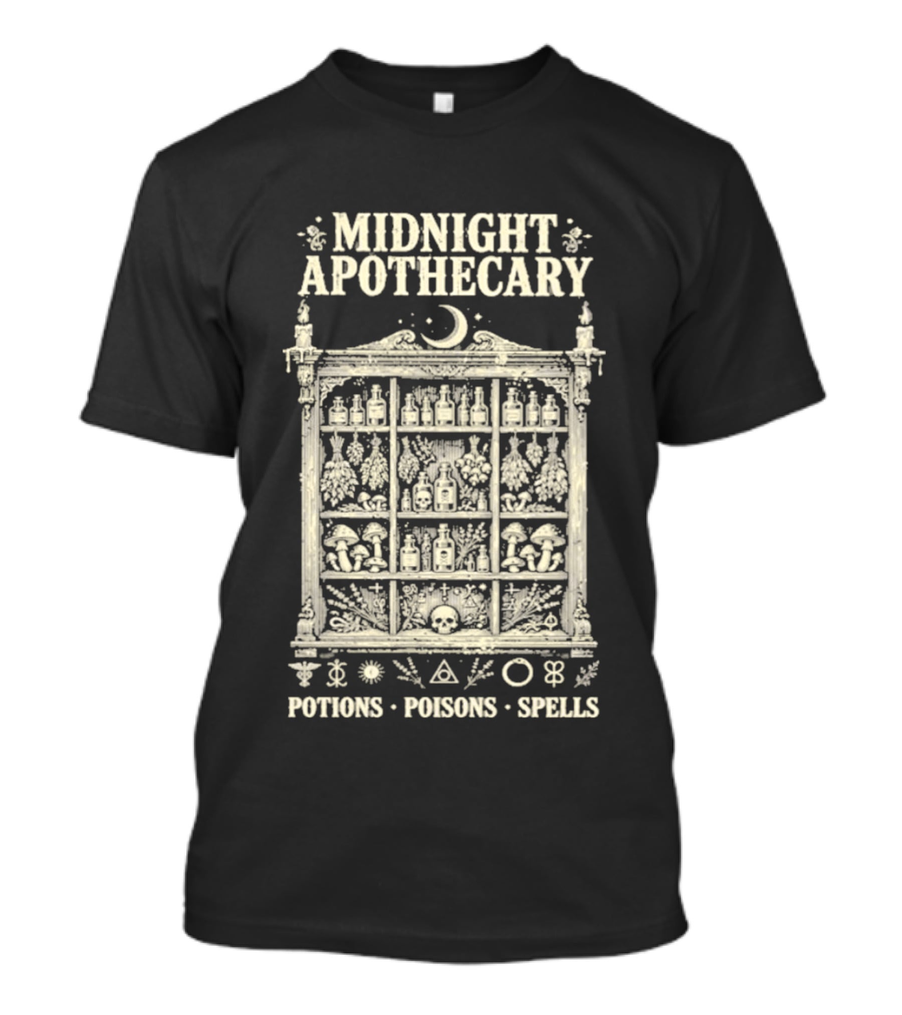 Midnight Apothecary Potions Poisons Spells Halloween Witch T-Shirt