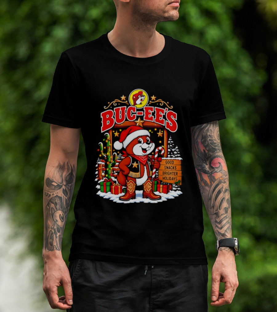 Buc Ee's Sleighs The Holidays Good Snacks Brighter Days Christmas T-Shirt