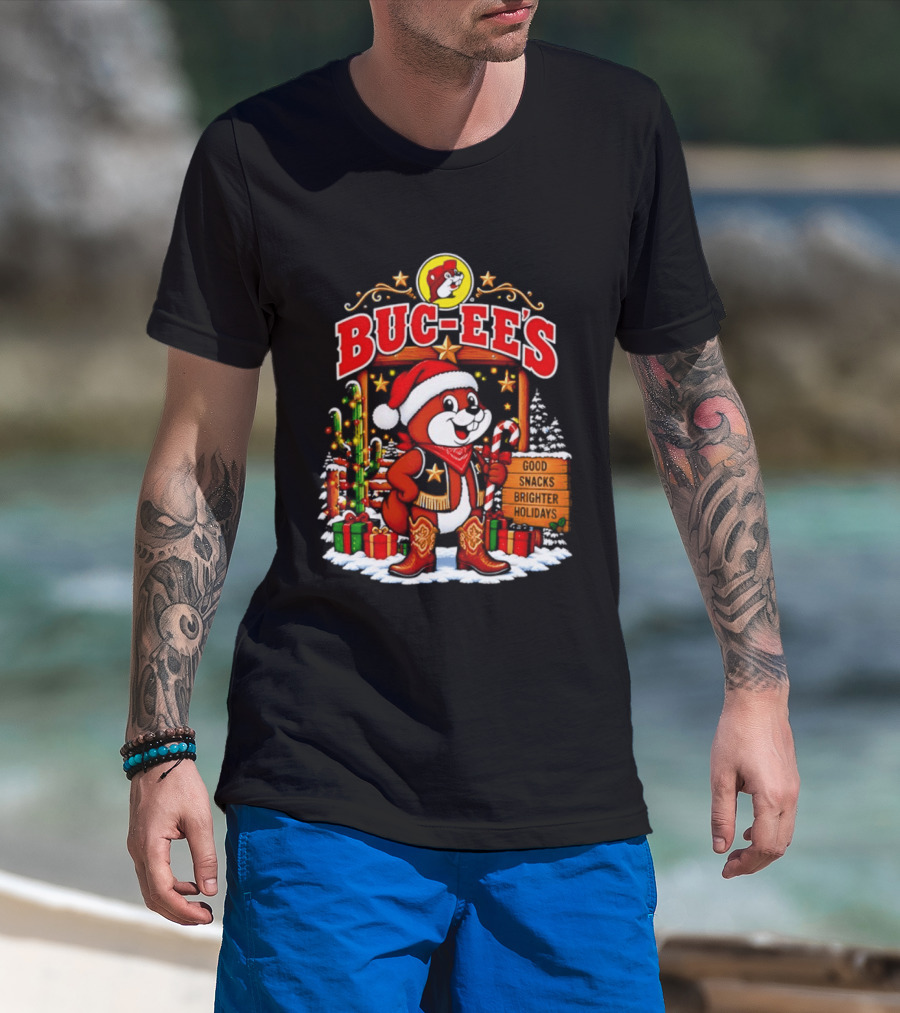 Buc Ee's Sleighs The Holidays Good Snacks Brighter Days Christmas T-Shirt