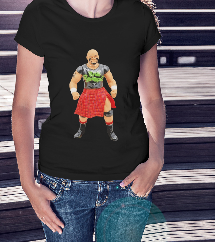Loud Knockers Wrestling Figure In Red Plaid Skirt T-Shirt