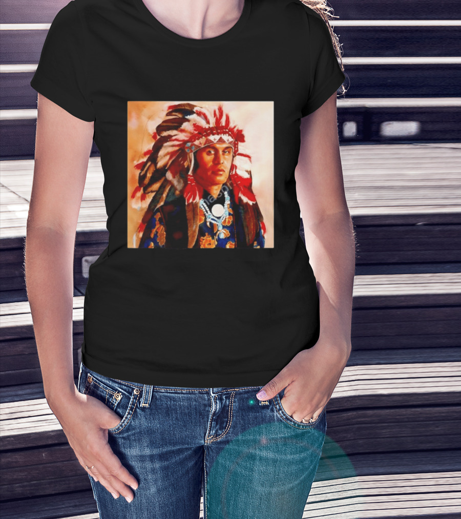Chief Kirk Native American Indigenous Headdress And Traditional Attire T-Shirt