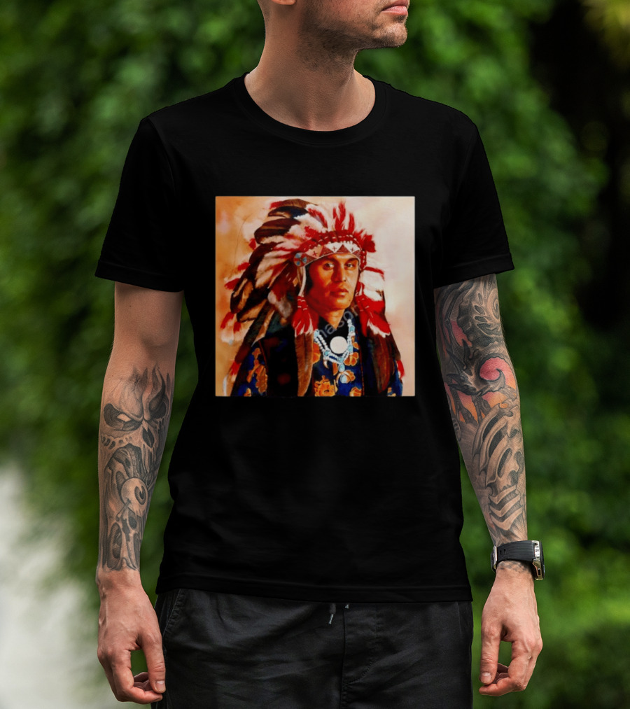 Chief Kirk Native American Indigenous Headdress And Traditional Attire T-Shirt