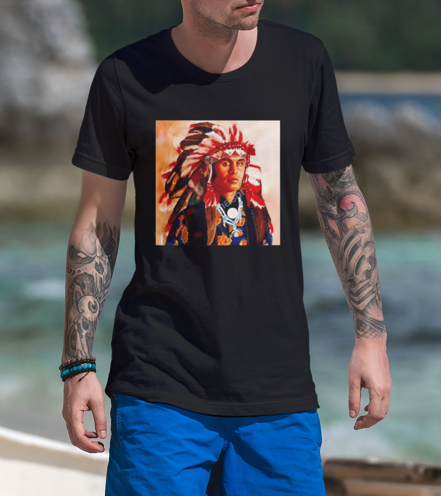 Chief Kirk Native American Indigenous Headdress And Traditional Attire T-Shirt