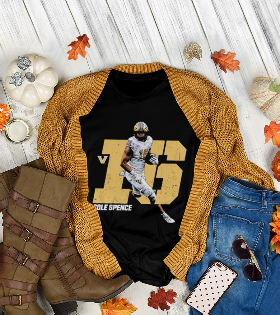 Vanderbilt Commodores Cole Spence 16 NCAA Football Player Pose T-Shirt