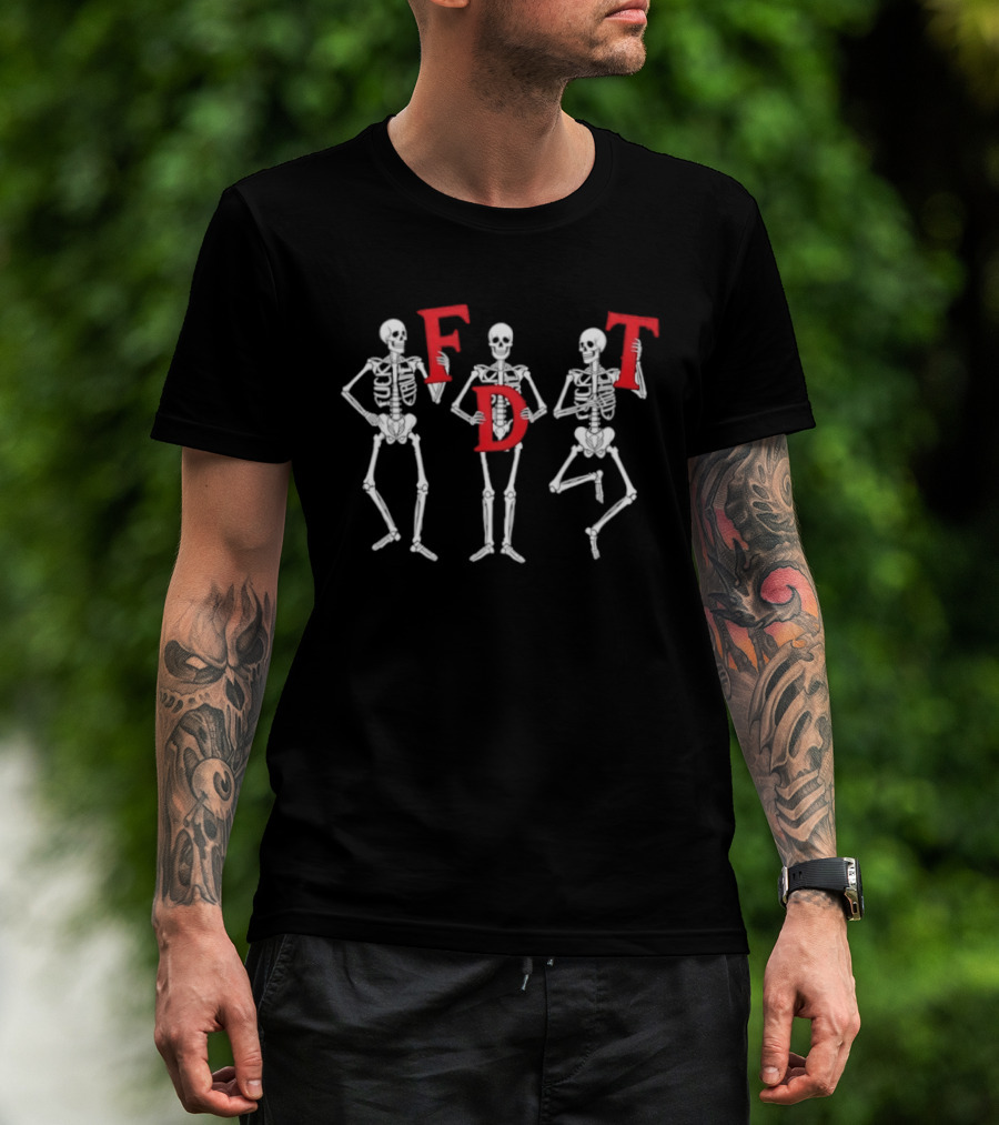 Dancing Skeletons FDT Halloween Party Fun Quirky Costume T-Shirt