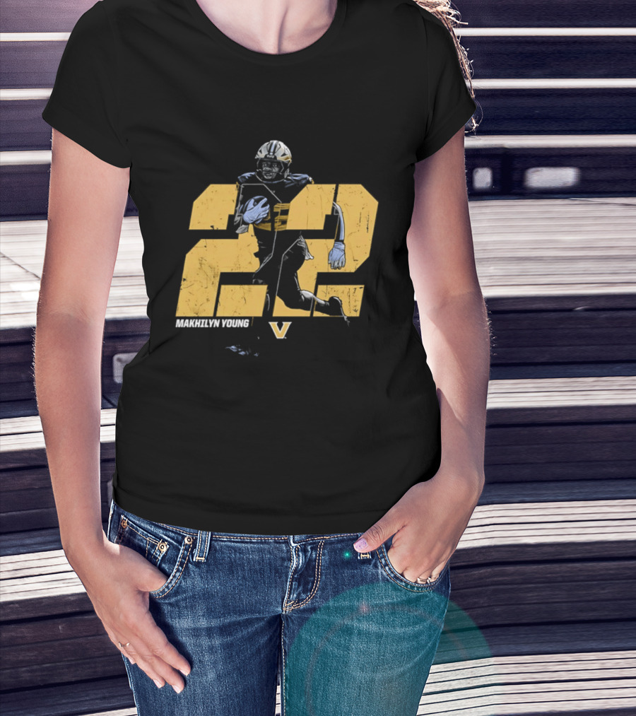 Makhilyn Young 22 Vanderbilt Commodores NCAA Football Player V T-Shirt