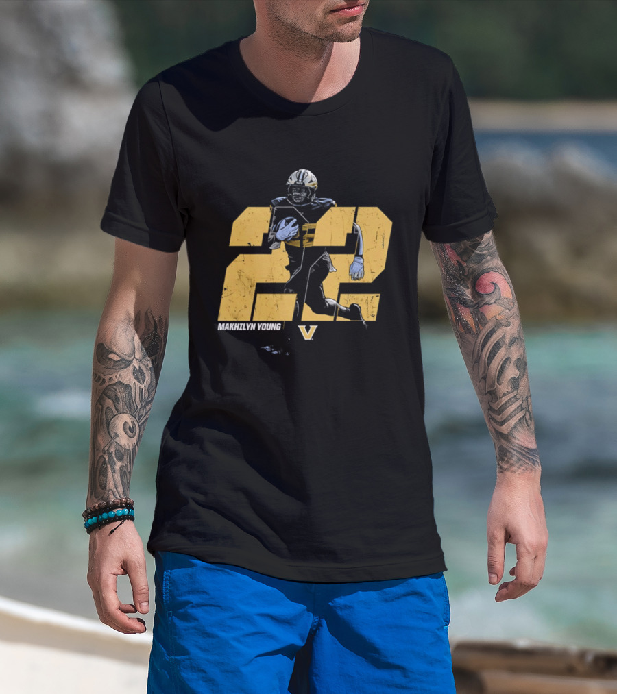 Makhilyn Young 22 Vanderbilt Commodores NCAA Football Player V T-Shirt