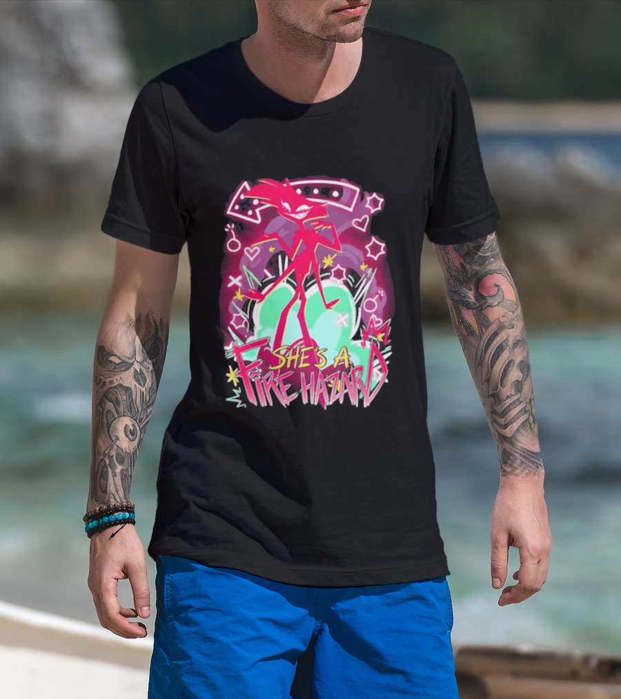 Hazbin Angel Dust She's A Fire Hazard T-Shirt