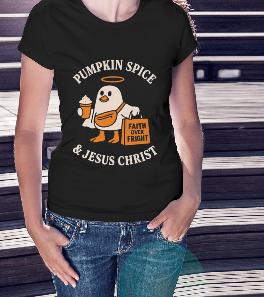 Pumpkin Spice And Jesus Christ Faith Over Fright Halloween 2026 T-Shirt