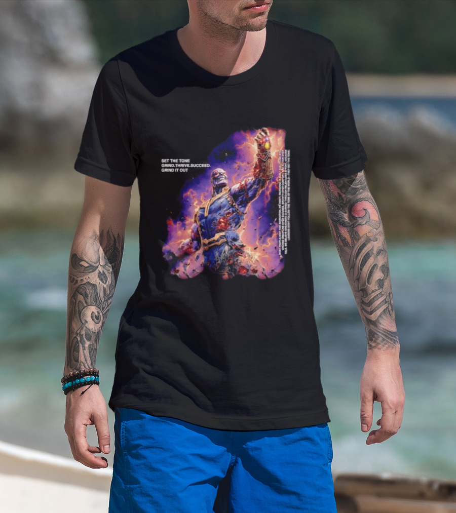 Thanos Set The Tone Grind Thrive Succeed Marvel Comics T-Shirt