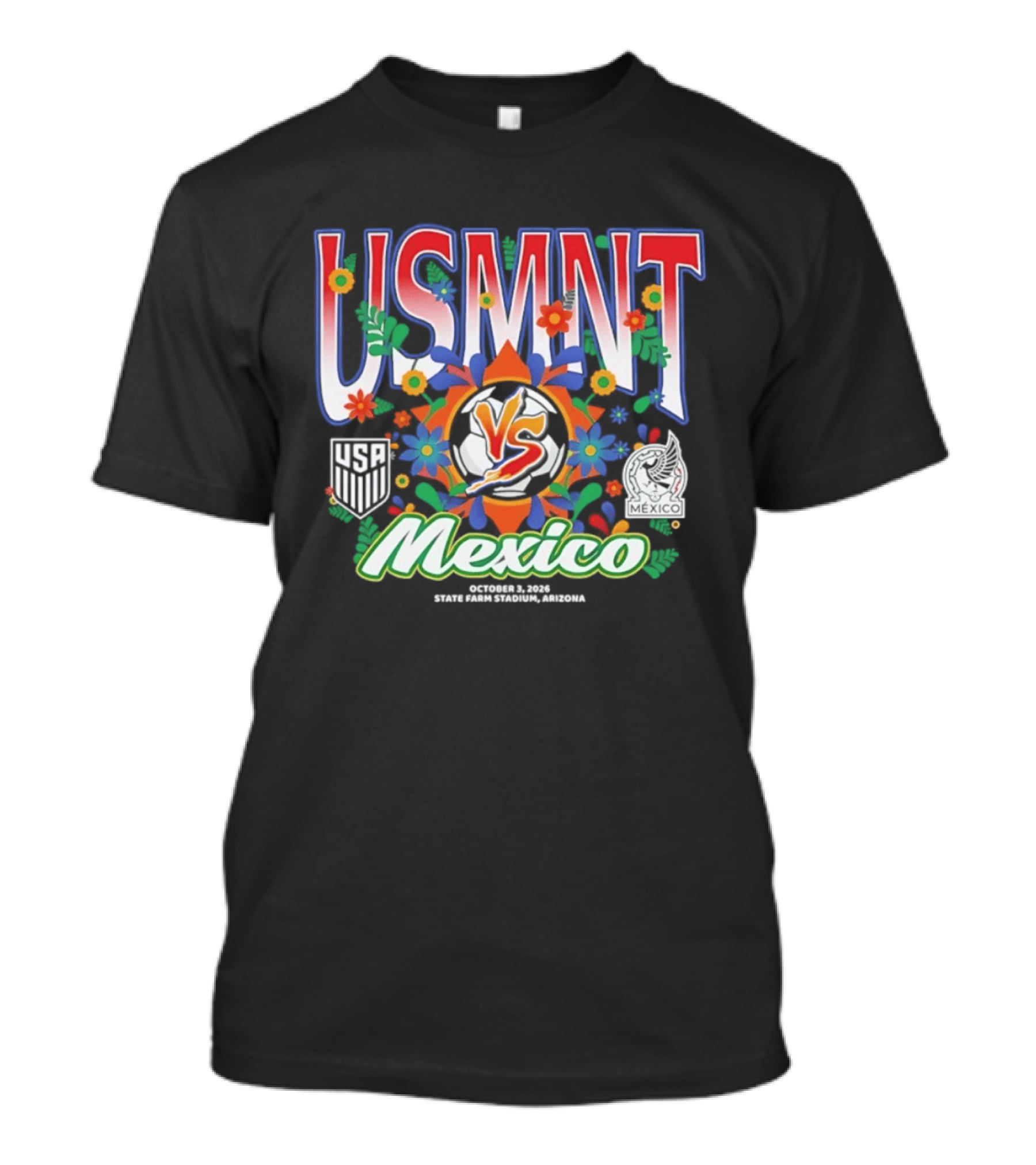 USMNT Vs Mexico 2026 Soccer Floral Celebration T-Shirt