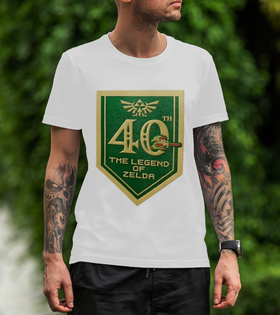 40th Anniversary The Legend Of Zelda With Link Pixel Art And Triforce T-Shirt