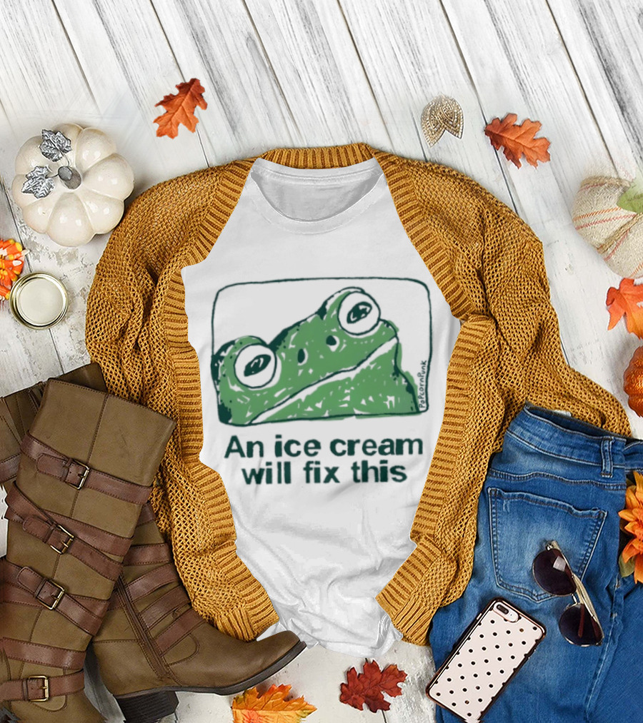 An Ice Cream Will Fix This Frog Retro Humor T-Shirt