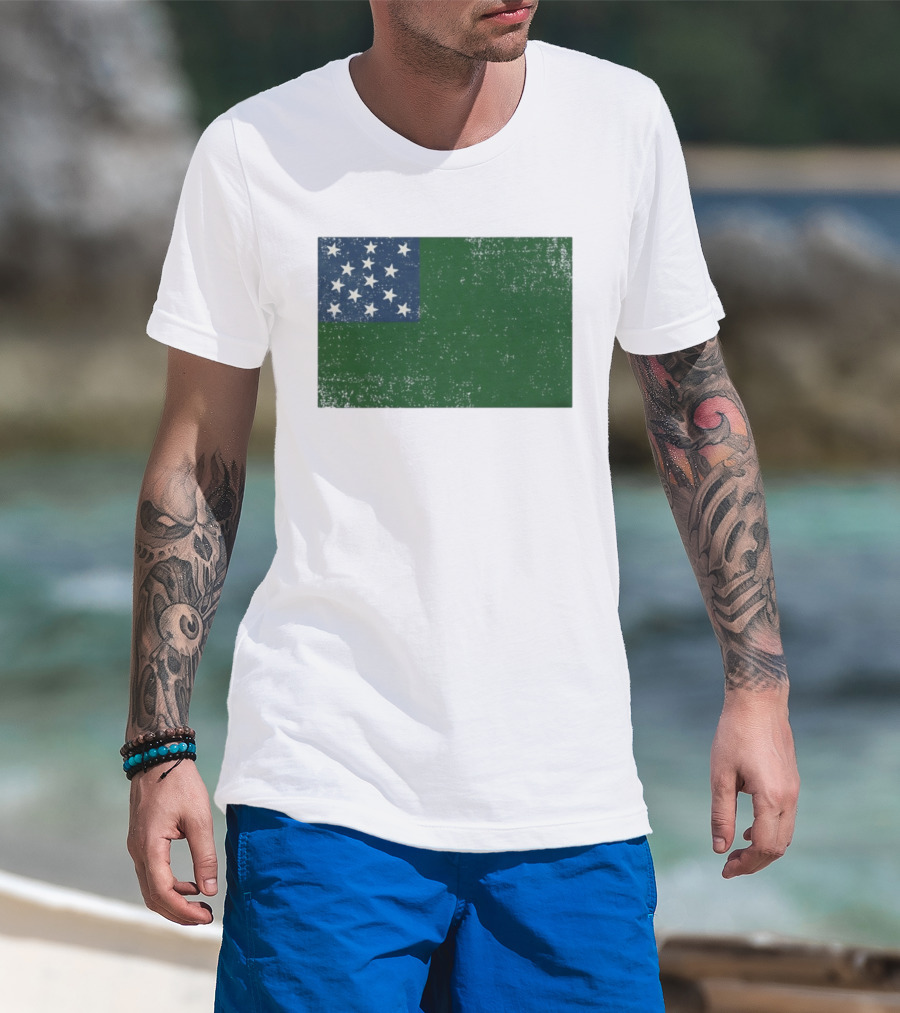 Vermont Historical Green Mountain Boys Flag Distressed T-Shirt