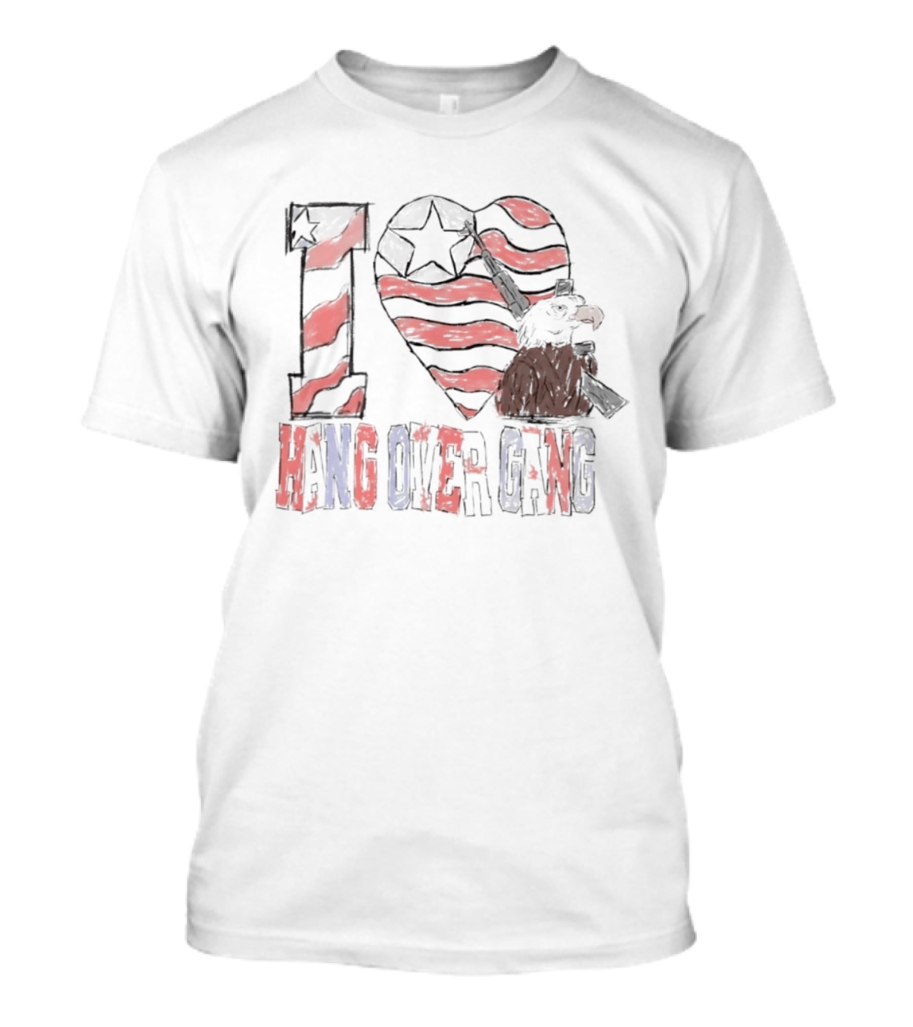 I Love Hang Over Gang Eagle American Flag Stars And Stripes T-Shirt