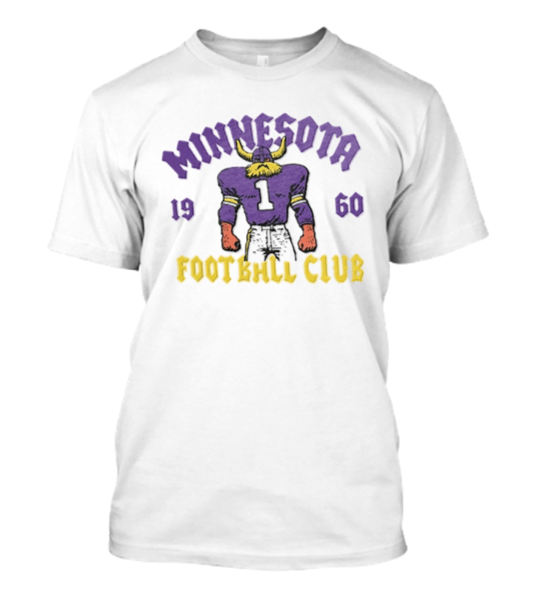 Minnesota Vikings 1960 Football Club Retro Horned Player Purple Yellow T-Shirt