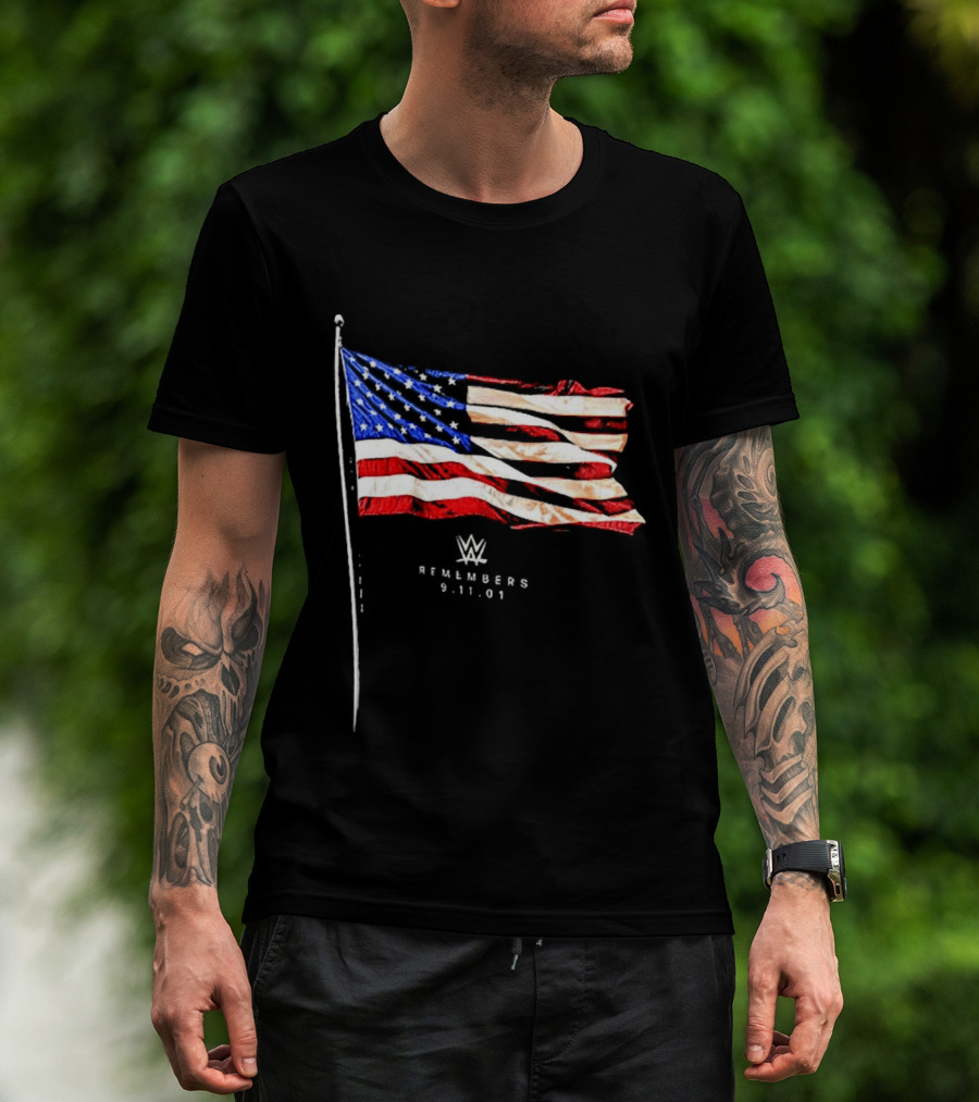 WWE Remembers American Flag Patriot Tribute Vintage Look T-Shirt