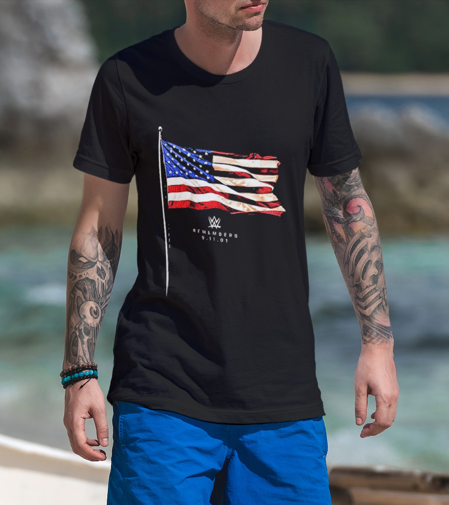 WWE Remembers American Flag Patriot Tribute Vintage Look T-Shirt