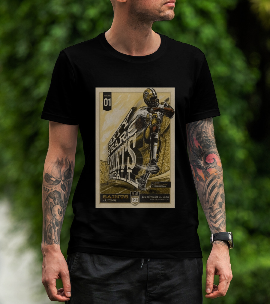 New Orleans Saints Vs Detroit Lions 60th Anniversary John Gilliam Tribute September 13 2026 Ford Field T-Shirt