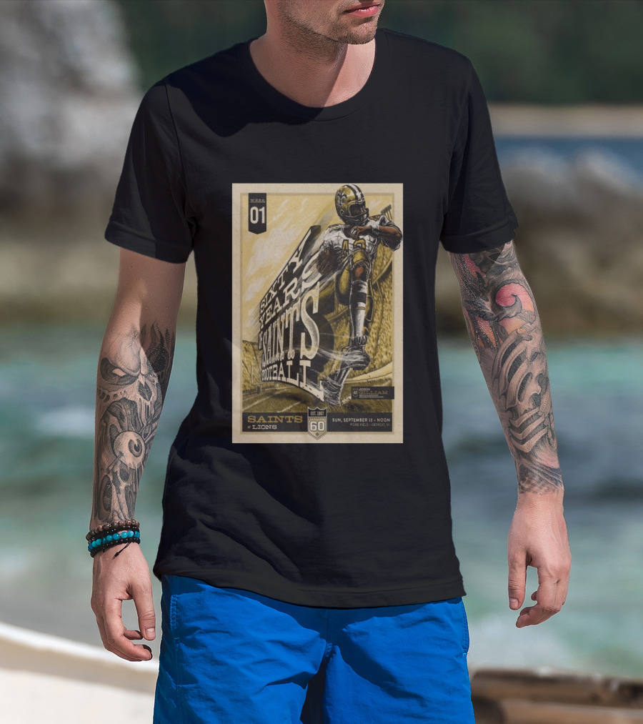 New Orleans Saints Vs Detroit Lions 60th Anniversary John Gilliam Tribute September 13 2026 Ford Field T-Shirt