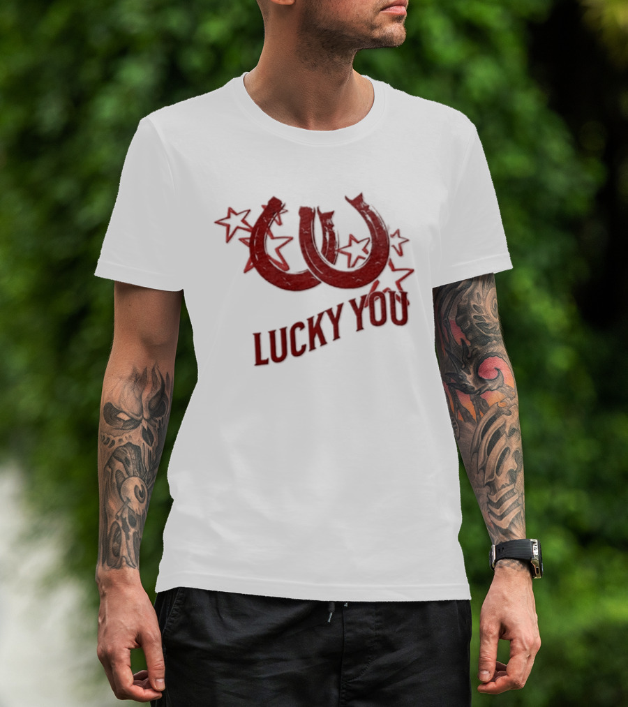 Lucky You Two Horseshoes Stars T-Shirt