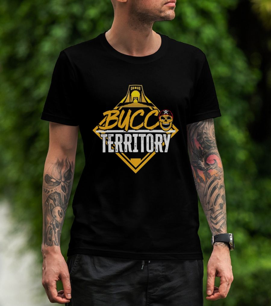 Bucco Territory Pittsburgh Pirates Fan Apparel With Skull And Ballpark T-Shirt