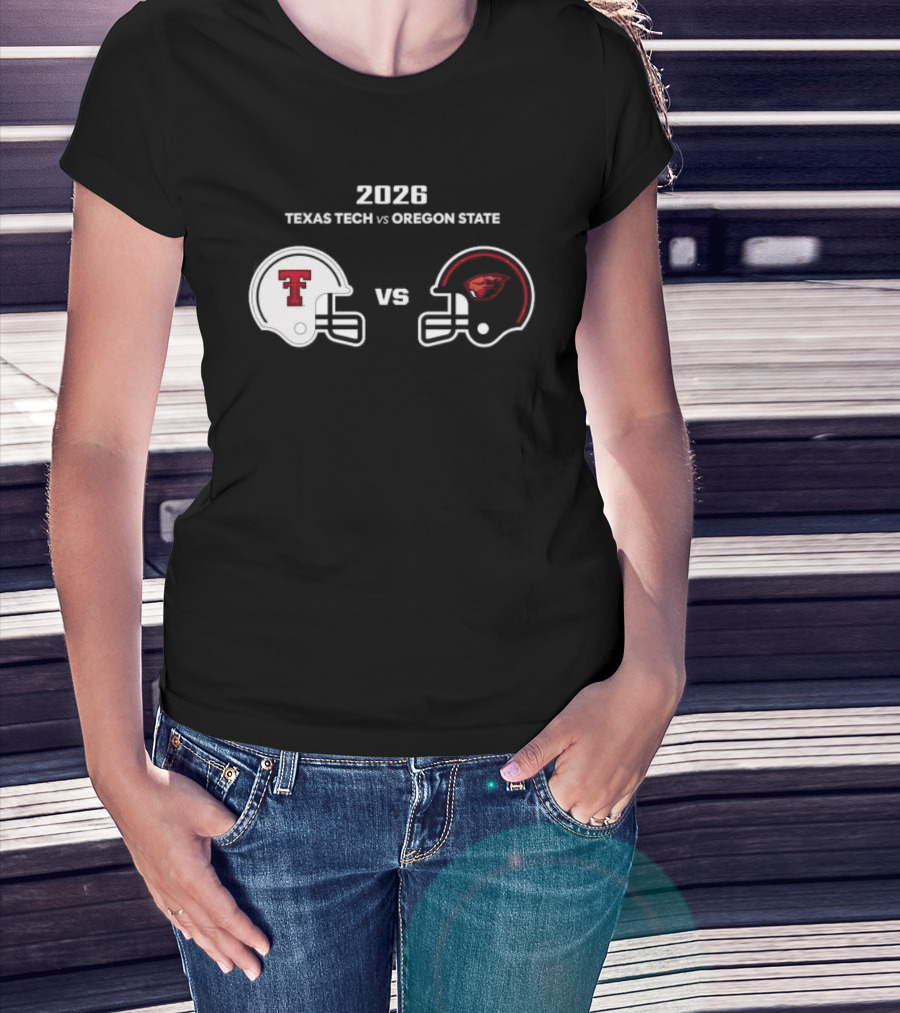 2026 Texas Tech Vs Oregon State Football Matchup Helmets T-Shirt