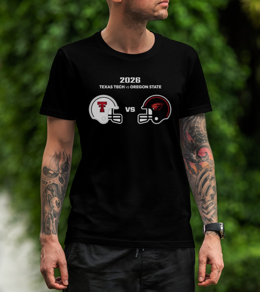2026 Texas Tech Vs Oregon State Football Matchup Helmets T-Shirt