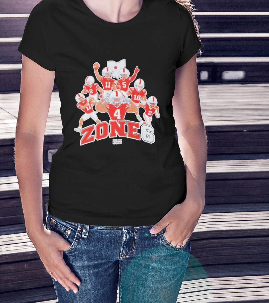 Zone 6 Ohio State Buckeyes Football Players Pose With State T-Shirt