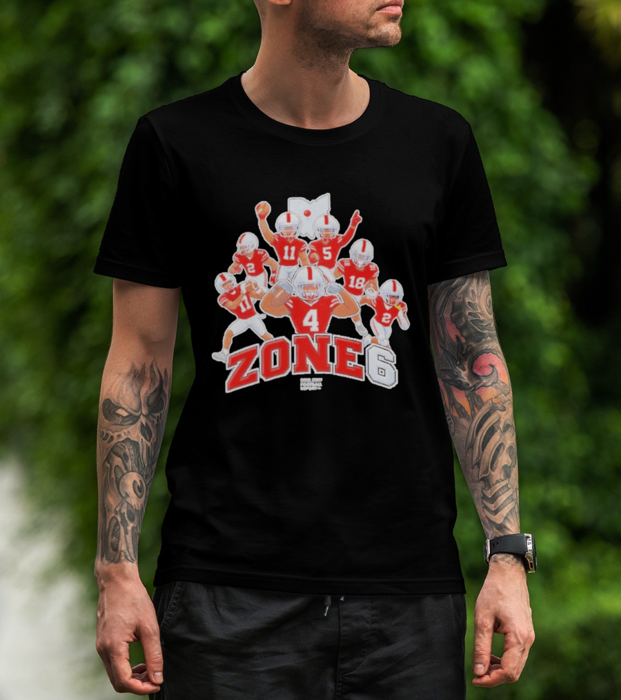 Zone 6 Ohio State Buckeyes Football Players Pose With State T-Shirt