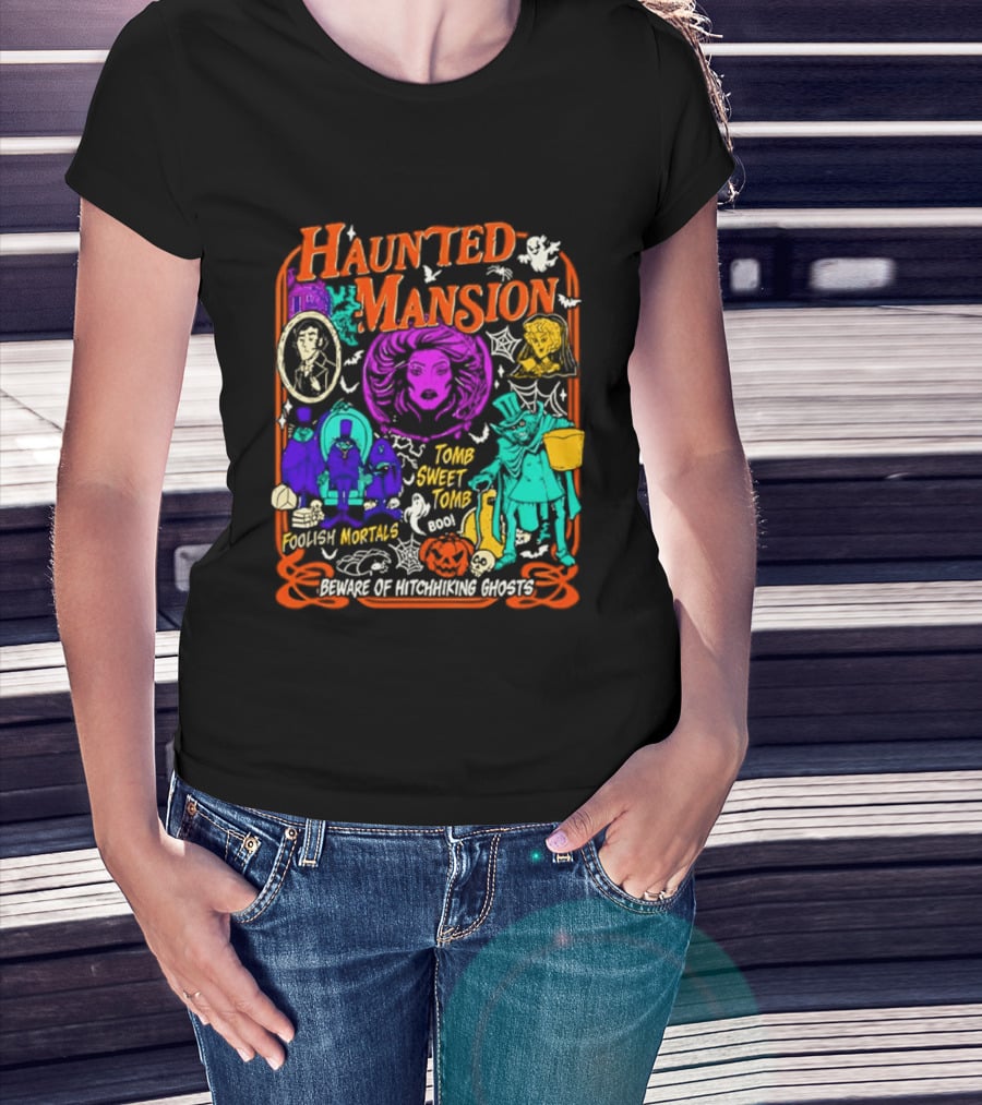 Haunted Mansion Madame Leota Beware Of Hitchhiking Ghosts Foolish Mortals Halloween T-Shirt