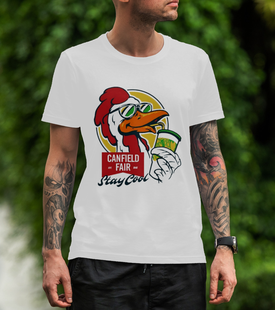 Canfield Fair Stay Cool Rooster Drinking Lemonade T-Shirt