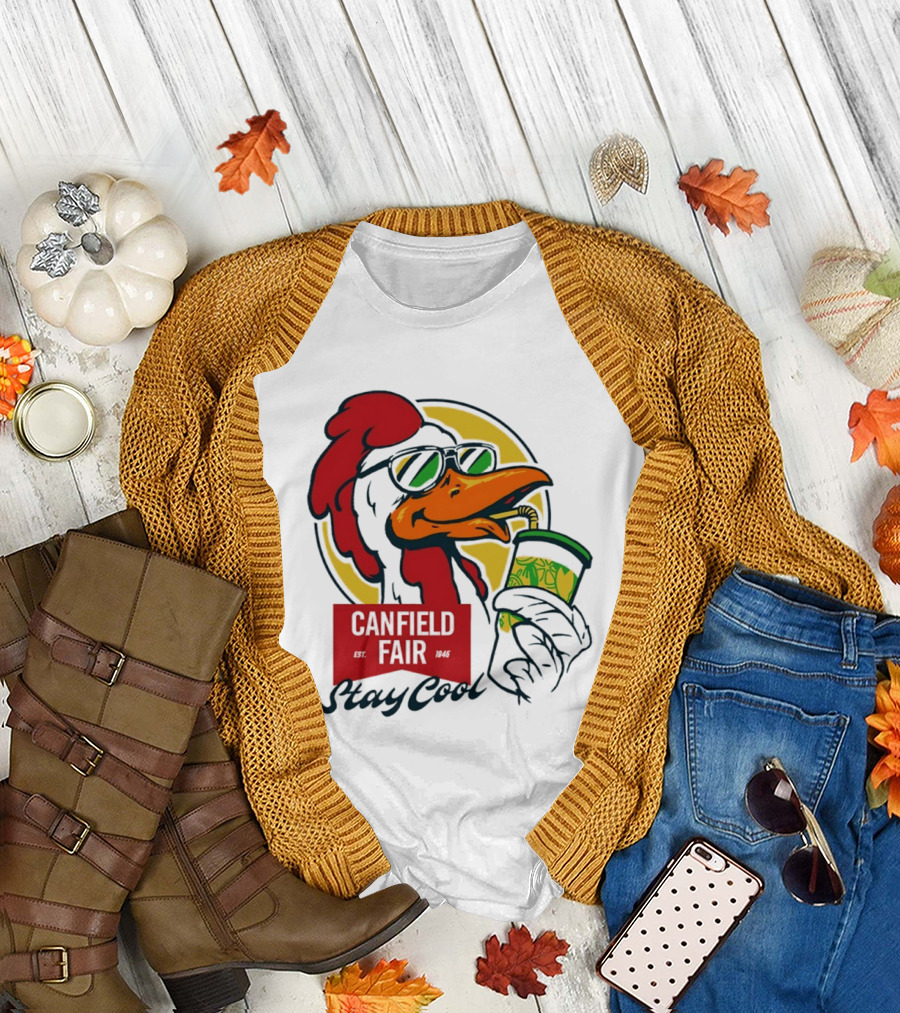Canfield Fair Stay Cool Rooster Drinking Lemonade T-Shirt