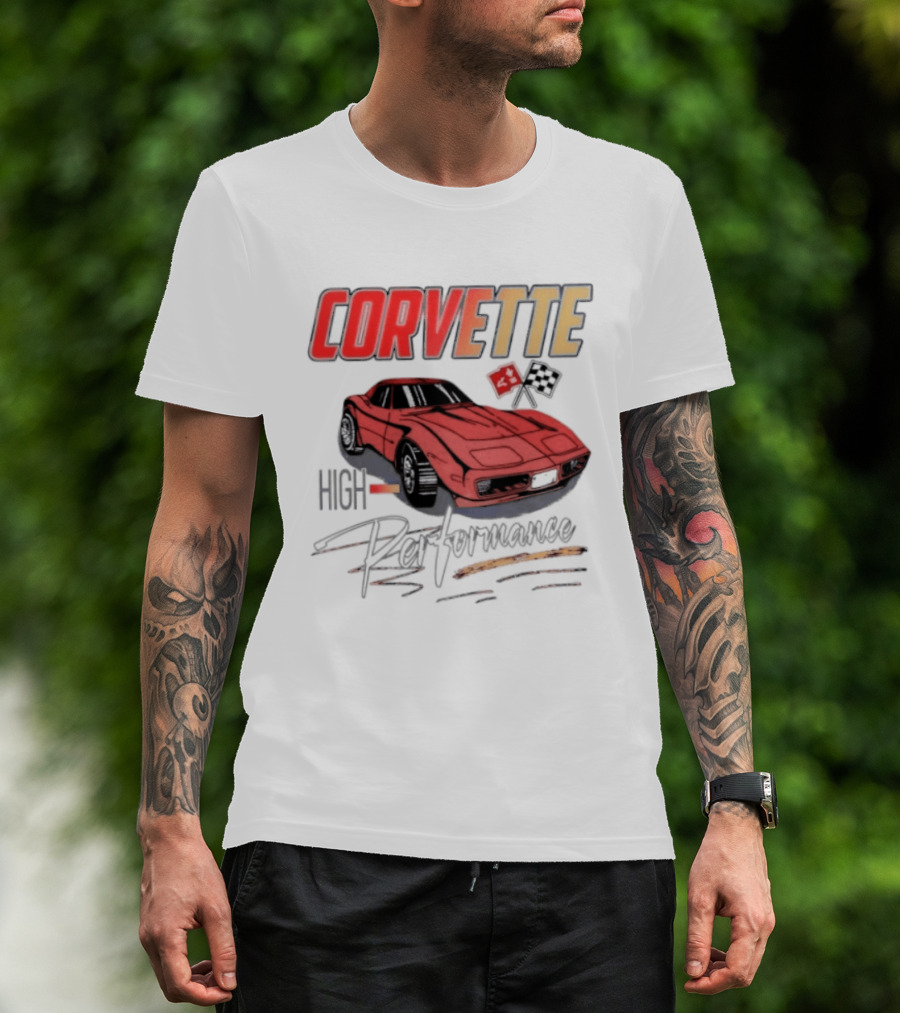 Corvette High Performance Chevrolet Sports Car Red Classic Vehicle T-Shirt